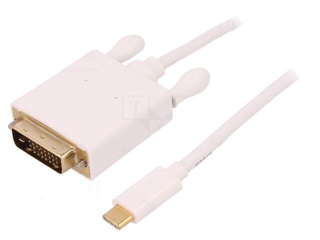 Adapter; USB 3.1; DVI-D stekker (24+1),USB-C-stekker; 2m; wit