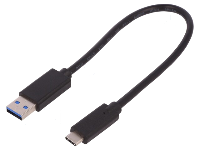 Kabel; USB 3.0; USB-A-stekker,USB-C-stekker; 0,25m