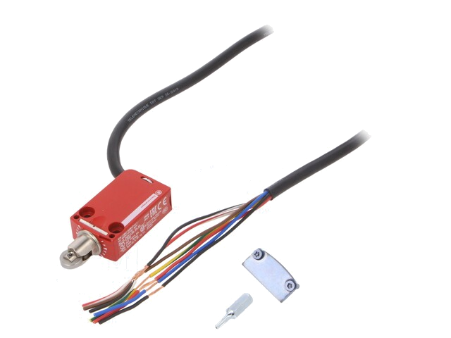 Eindschakelaar; metalen rol Ø11,6mm; NC x2 + NO; 1,5A; kabel 2 m