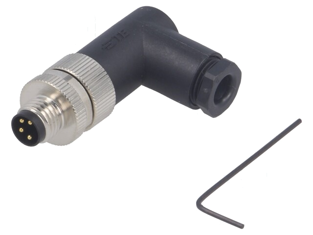Connector: M8; mannelijk; PIN: 4; hoek van 90 °; niet afgeschermd
