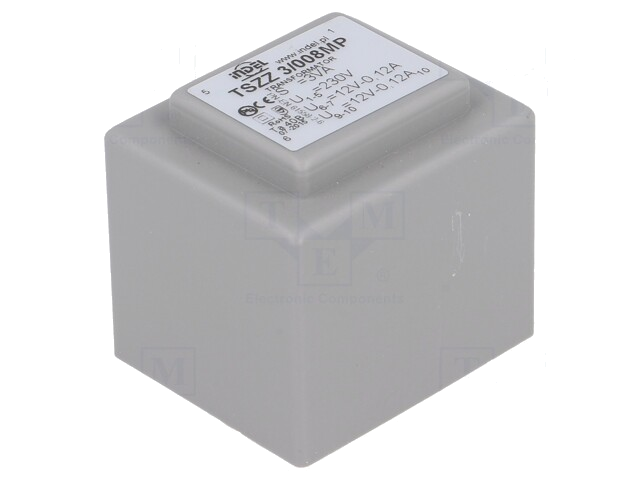 Transformator: ingegoten; 3VA; 230VAC; 12V; 12V; 120mA; 120mA; PCB