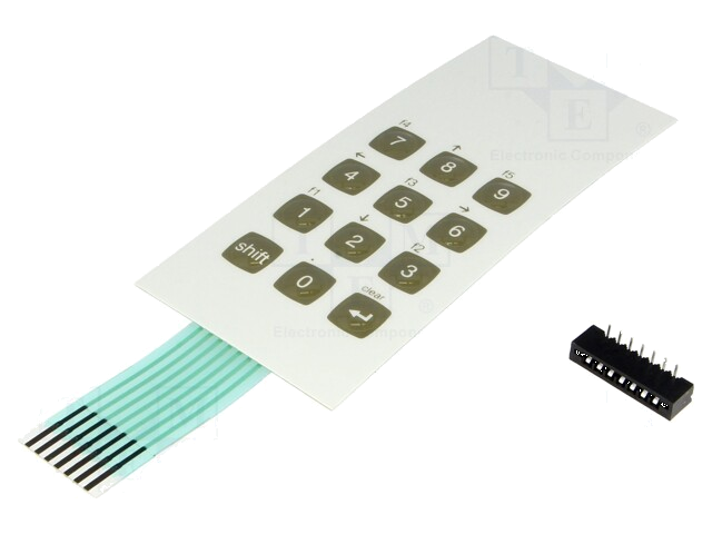 Toetsenbord: membraan-; Aant.knop: 12; W: 52mm; Raster: 2,54mm