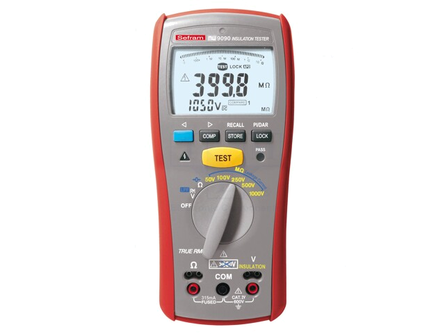 Meter: isolatieweerstand; LCD; (4000); 50V,100V,250V,500V,1kV
