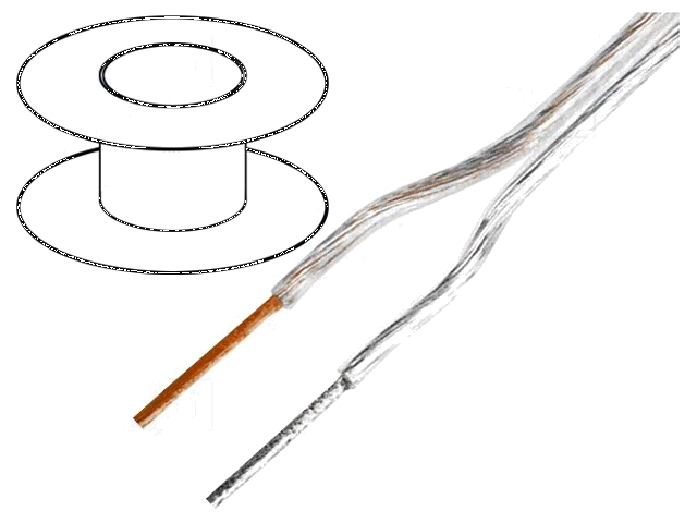 Leiding: voor luidsprekers; 2x3mm2; koord; OFC; transparant; PVC