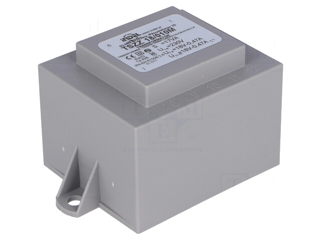 Transformator: ingegoten; 17VA; 230VAC; 18V; 18V; 470mA; 470mA; PCB