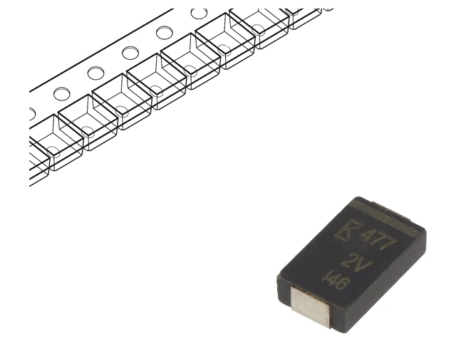 Condensator: polymeer; low ESR; 470uF; 2VDC; V; 2917; ESR: 3mΩ; SMD