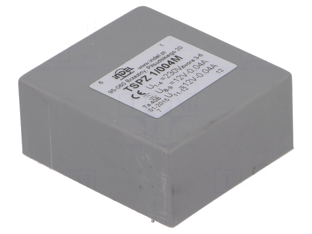 Transformator: ingegoten; 1VA; 230VAC; 12V; 12V; 40mA; 40mA; PCB