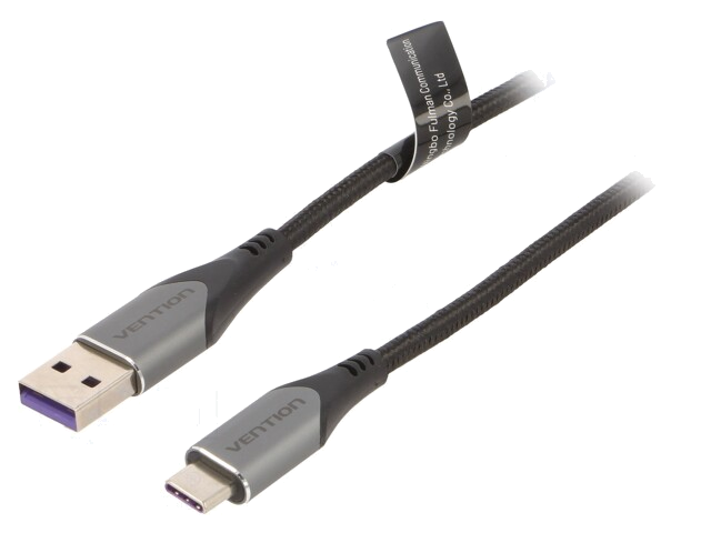 Kabel; USB 2.0; USB-A-stekker,USB-C-stekker; vernikkeld; 2m