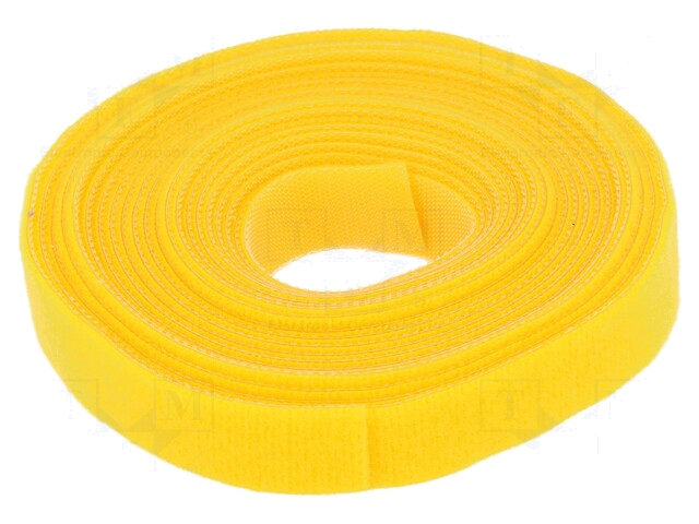 Klittenband kabelbinder; L: 4m; W: 16mm; geel; rol