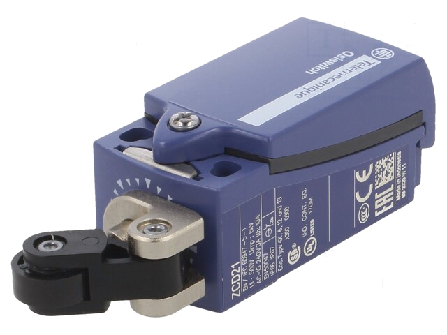 Eindschakelaar; hefboom R 20,2mm, kunststof rol Ø14mm; NO + NC