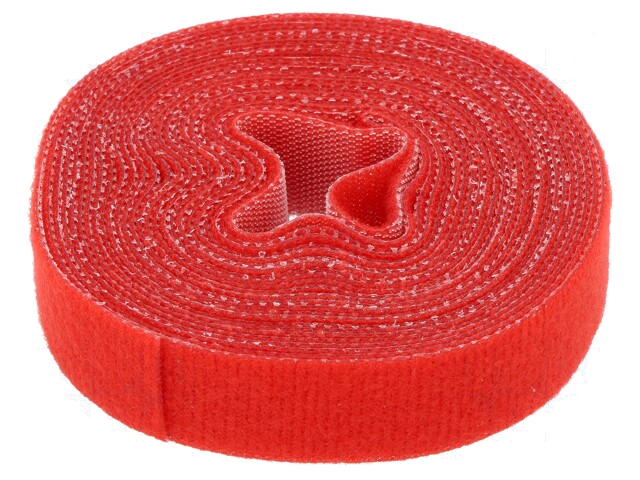 Klittenband kabelbinder; L: 4m; W: 16mm; rood; rol