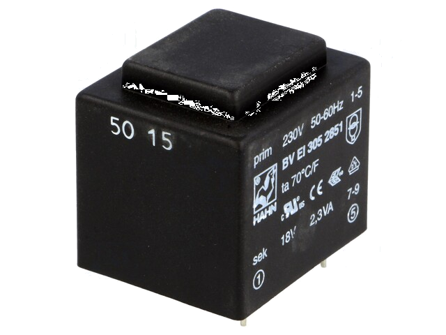 Transformator: ingegoten; 2,3VA; 230VAC; 18V; 128mA; PCB; BVEI