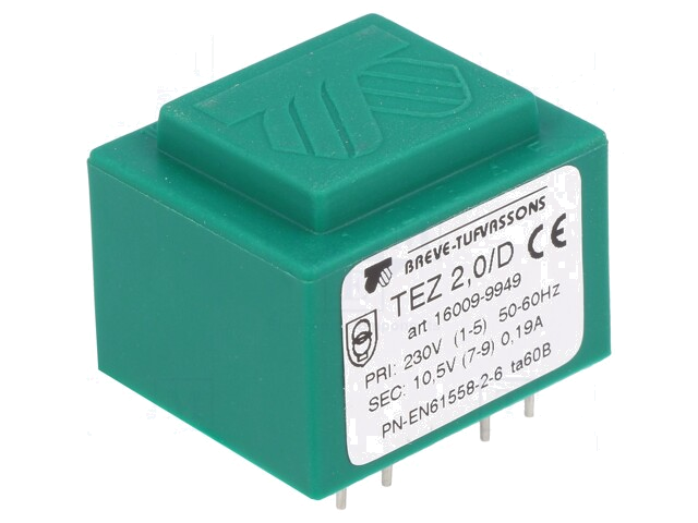 Transformator: ingegoten; 2VA; 230VAC; 10,5V; 190,4mA; PCB; IP00