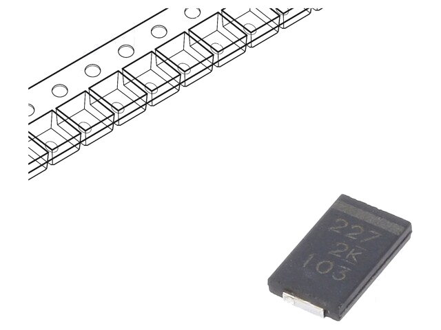 Condensator: polymeer; low ESR; 220uF; 2VDC; W; 2917; ESR: 6mΩ; SMD