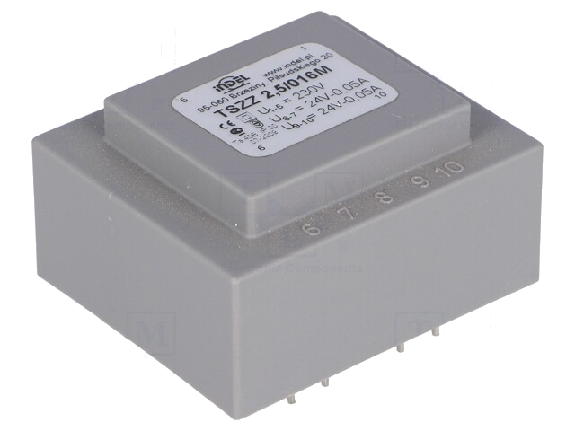 Transformator: ingegoten; 2,5VA; 230VAC; 24V; 24V; 50mA; 50mA; PCB