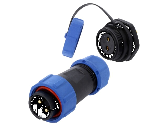 Connector: rond; mannelijk + vrouwelijk; PIN: 2; 3A; IP67; 500V