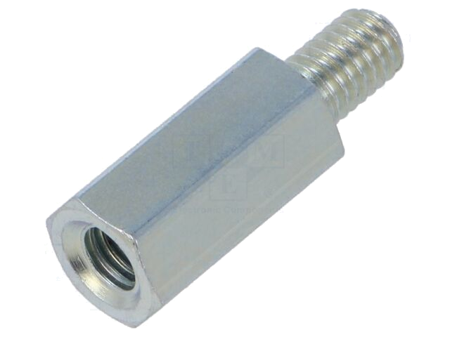 Afstandsbus met schroefdraad; 20mm; Int.schroefdraad: M6; staal