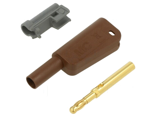 Banaanstekker 4mm; 32A; 1kV; bruin; verguld