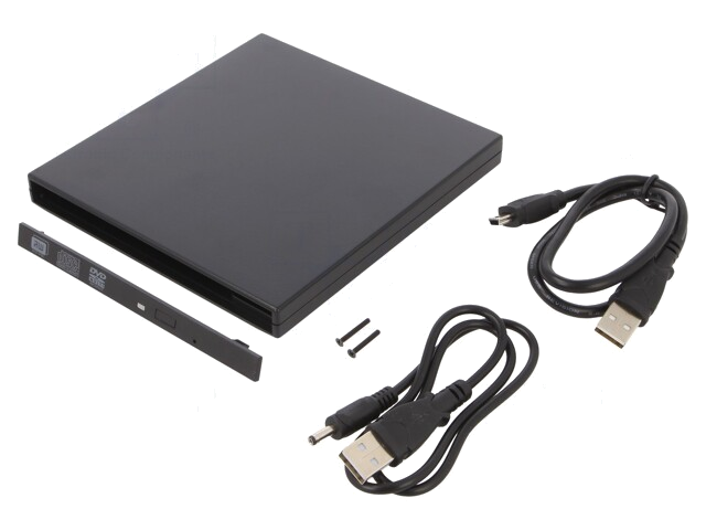 Behuizing voor CD/DVD optische drive; zwart; Eigenschappen: PnP