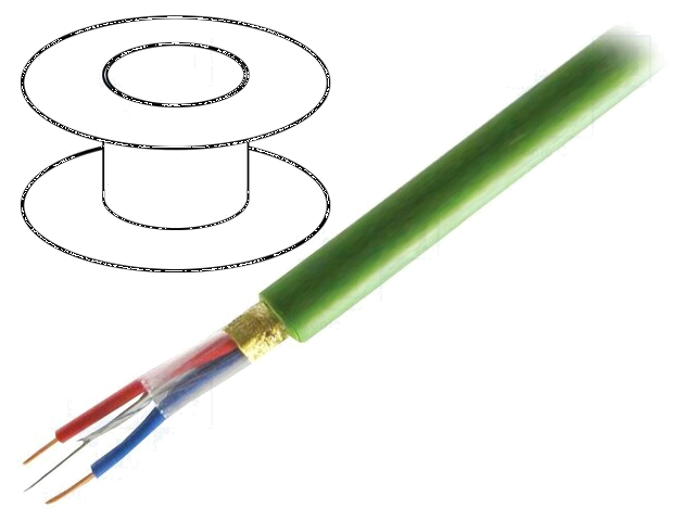 Leiding; 2x2x0,8mm2; EiB/KNX; draad; Cu; LSZH; groen; 100m; CPR: Eca