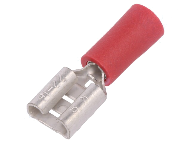 Connector: vlak; 6,3mm; 0,8mm; vrouwelijk; 0,5÷1mm2; klemmen; rood