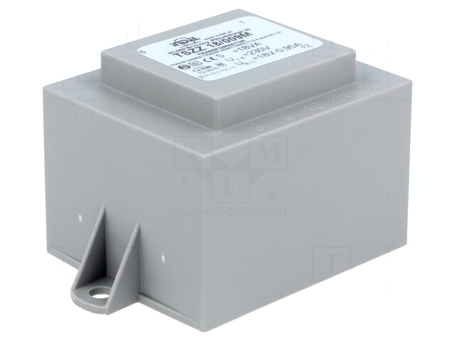 Transformator: ingegoten; 18VA; 230VAC; 18V; 1A; PCB; IP00; A: 52mm