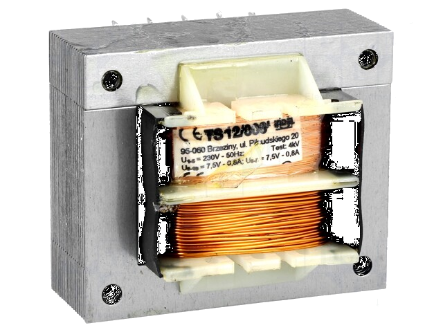 Transformator: netwerk; 12VA; 230VAC; 7,5V; 7,5V; 800mA; 800mA; IP00