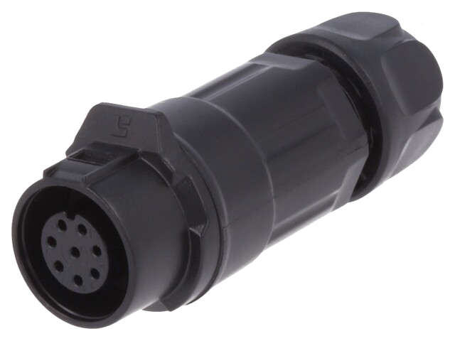 Connector: rond; stekker; maat 12; 02; vrouwelijk; PIN: 8; verguld