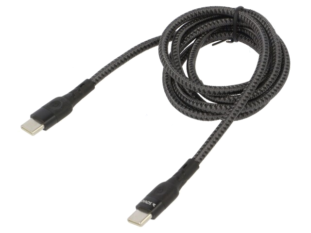 Kabel; Power Delivery (PD),USB 2.0; 1m; zwart; 480Mbps; textiel