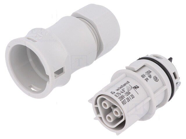 Connector: rond; stekker; RST; vrouwelijk; PIN: 3; verzilverd; 20A