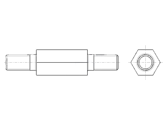 Afstandsbus met schroefdraad; 10mm; Ext.schroefdraad: M3; nikkel