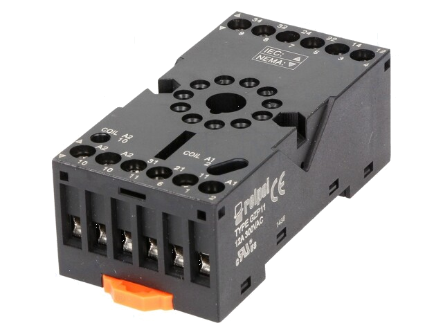 Socket; PIN: 11; 10A; 250VAC; op paneel,op DIN-rail; Serie: R15