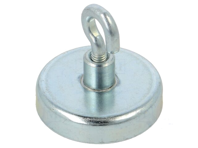 Magneet: vast; hard ferriet; 80N; 32mm; met haak