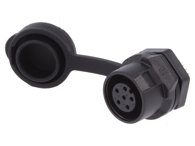 Connector: rond; contact; maat 12; 02; vrouwelijk; PIN: 6; verguld