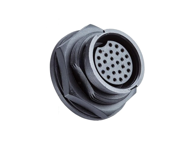 Connector: rond; contact; maat D; vrouwelijk; PIN: 18; bajonet; 5A