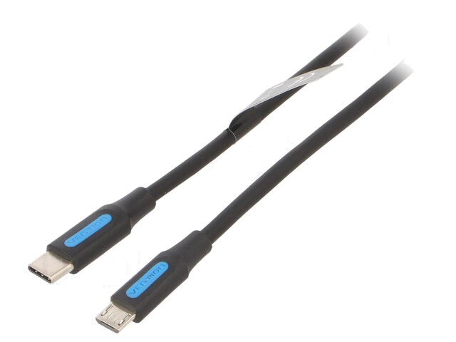 Kabel; USB 2.0; USB B-microstekker,USB-C-stekker; vernikkeld; 1m
