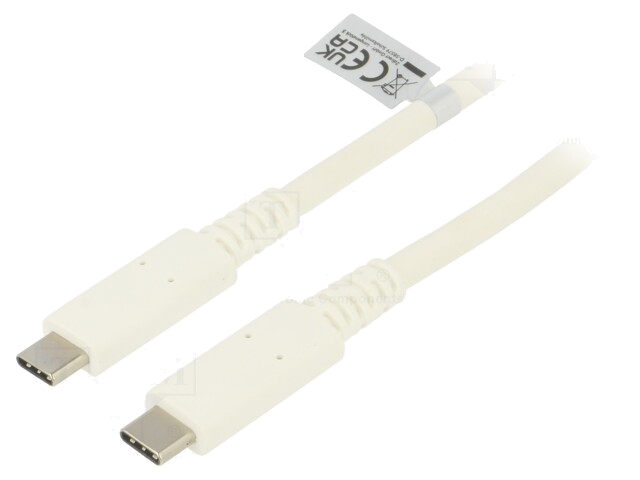 Kabel; USB 4.0; USB-C-stekker,aan beide zijden; 0,8m; wit; 40Gbps