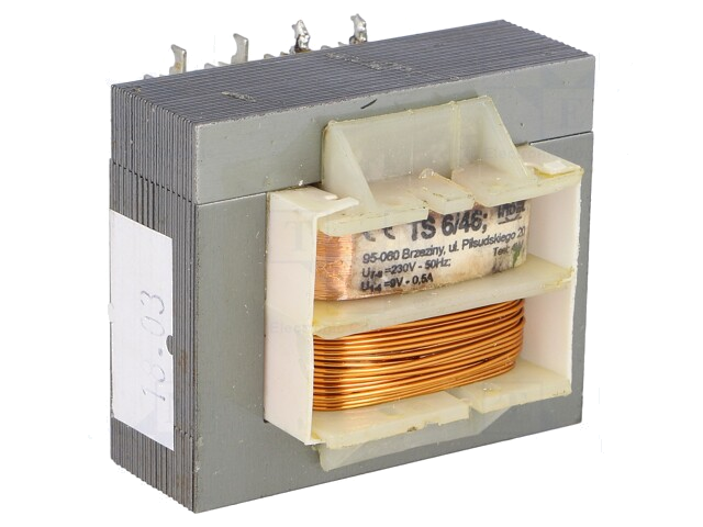 Transformator: netwerk; 6VA; 230VAC; 9V; 500mA; schroeven; IP00