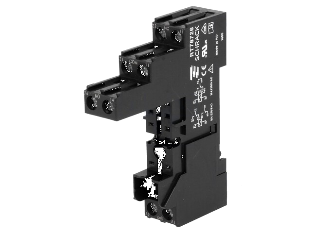 Socket; PIN: 8; 16A; 250VAC; H: 61mm; W: 15,5mm; op DIN-rail; -25÷70°C