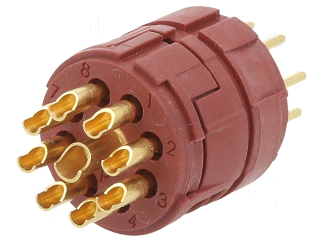 Connector: M23; contactinzetstuk; PIN: 9(8+1); solderen; 7A,20A