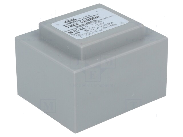 Transformator: ingegoten; 12VA; 230VAC; 9V; 9V; 660mA; 660mA; PCB