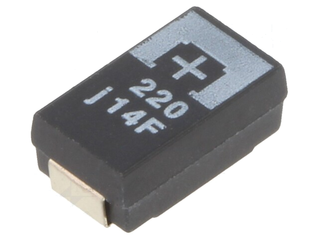 Condensator: tantaal-polymeer; 220uF; 6,3VDC; TPF; SMD; ±20%; 2000h