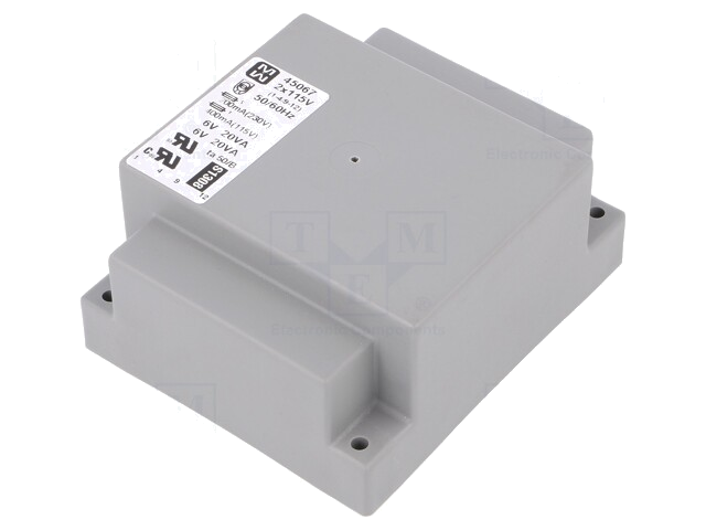 Transformator: ingegoten; 40VA; 115VAC,230VAC; 6V; 6V; 3333mA; PCB