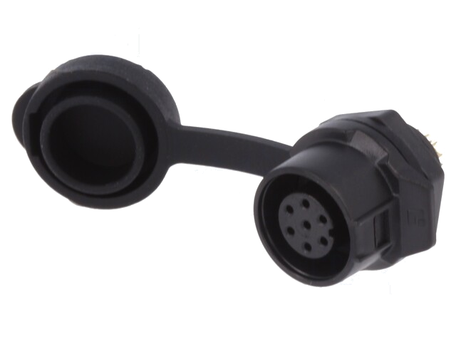 Connector: rond; contact; maat 12; 02; vrouwelijk; PIN: 7; verguld