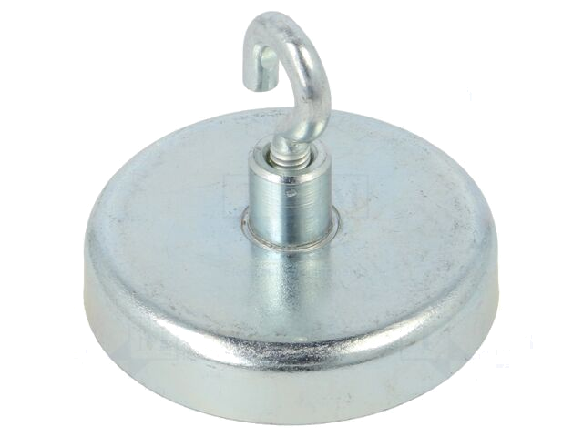 Magneet: vast; hard ferriet; 125N; 40mm; met haak