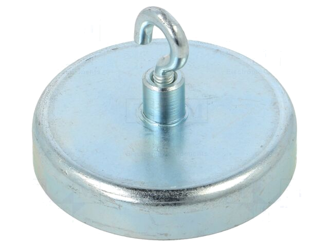 Magneet: vast; hard ferriet; 220N; 50mm; met haak