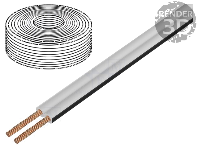 Leiding: voor luidsprekers; TLYp; 2x2,5mm2; koord; Cu; wit; PVC