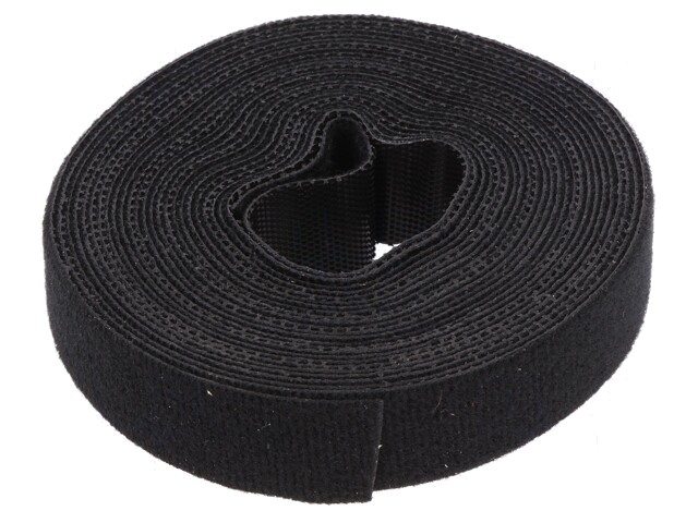 Klittenband kabelbinder; L: 4m; W: 16mm; zwart; rol