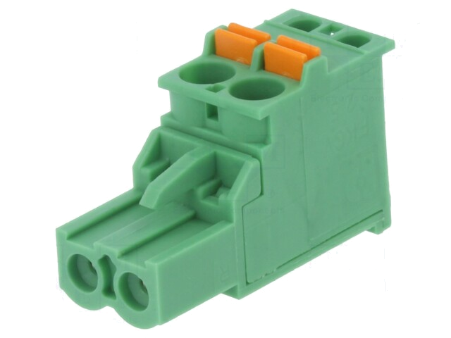 Ontkoppelbare terminal strip; 5mm; banen: 2; hoek van 90 °; groen