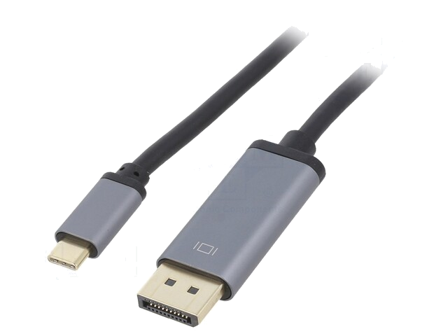 Adapter; DisplayPort 1.2,USB 3.2; 1,8m; zwart; grijs